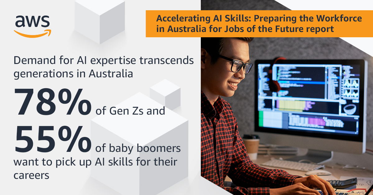 Getting equipped with AI skills will be mission-critical for Aussies by 2028 according to our new AWS report launched this week in collaboration with Access Partnership. Check out the report & start building AI skills today: amzn.to/3ILnx3K #AWS #AIskills #generativeAI