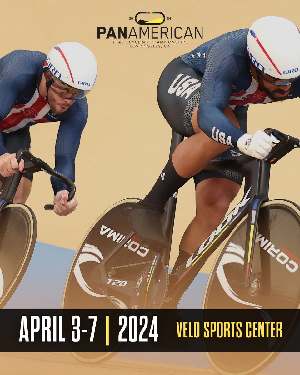 usacycling's tweet photo. The 2024 Pan American Track Cycling Championships are coming to Carson, California this April!
Bring your family and friends out to the @dignityhealthsp for the event of a lifetime!
Be part of the action with us at @VELOSportsCtr on April 3-7: https://t.co/XROJW2NfGC
#PanAMTrack https://t.co/U3QFnCvcV6