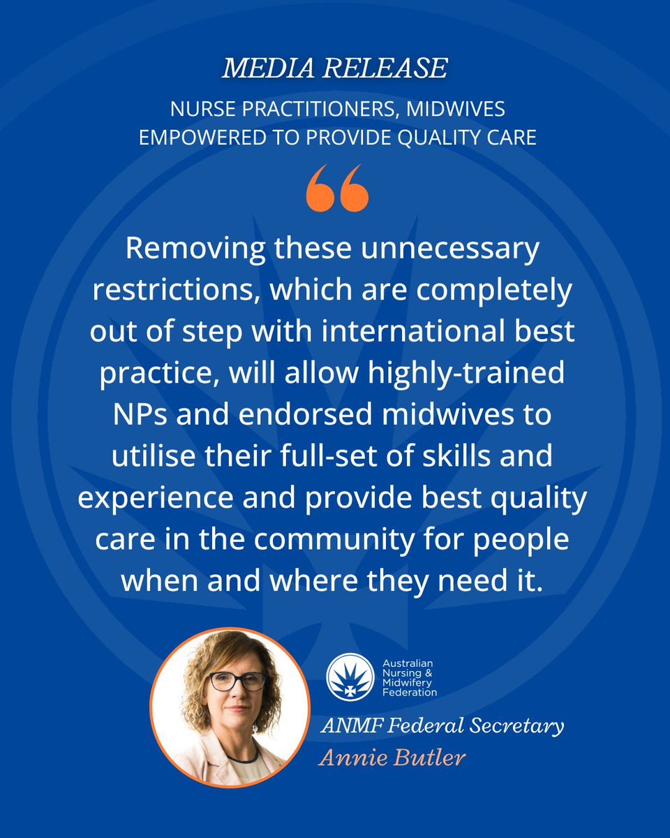For too long, NPs and midwives have been prevented from working to their full scope of practice because of the requirement for a ‘collaborative arrangement’ with a medical practitioner. This is a 'common-sense' solution. MEDIA RELEASE: bit.ly/3Trx9oY