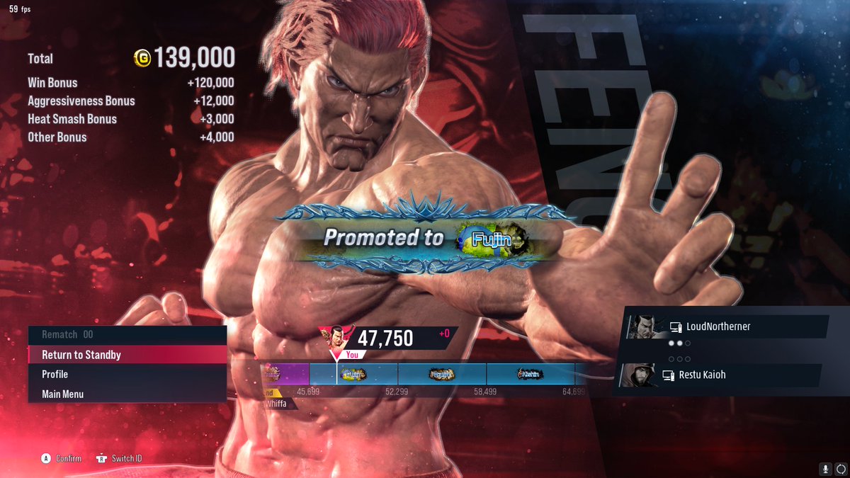 LoudNortherner's tweet photo. Took a month break from Tekken due to work and just not feeling like playing. Came back today and chewed through purple ranks. Still absolutely average at Tekken 😅. Top tier privileges at its finest. https://t.co/Q61xTW7IU2