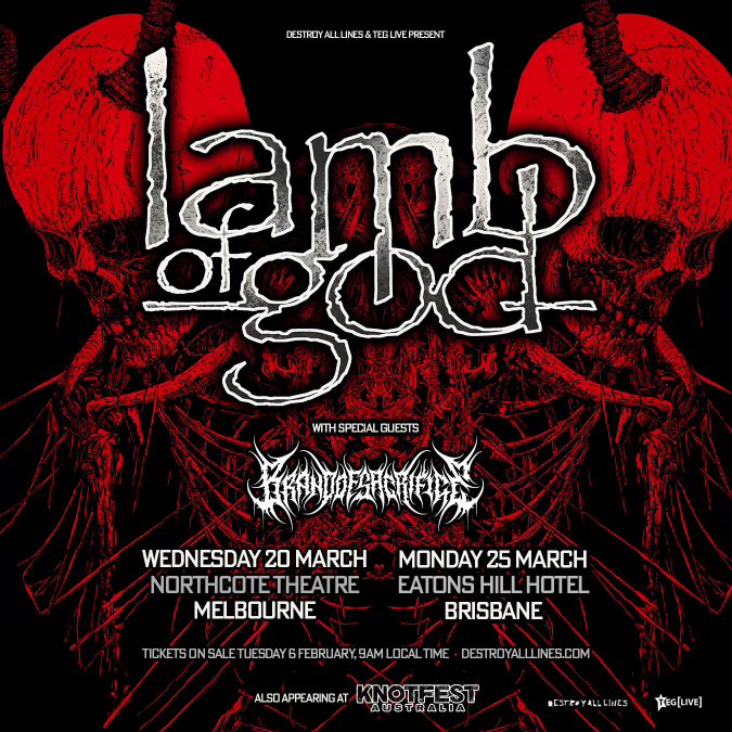 TONIGHT - sold out in MELBOURNE with @lambofgod 😈🤘