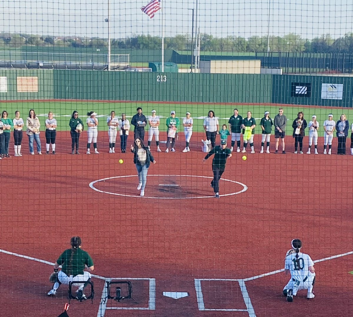 First Pitch <a href="/NDNSsoftball/">Waxahachie Indian Softball</a> tonight for Teacher Appreciation Night. Thank you <a href="/WaxahachieHS/">Waxahachie HS</a> teacher Ashley Teague and Principal Jacob Perry.