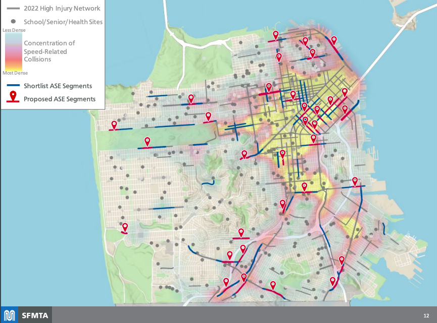 Jerold_Chinn's tweet image. The board is now taking up an automated speed camera program. The #SFMTA released proposed camera locations last week.