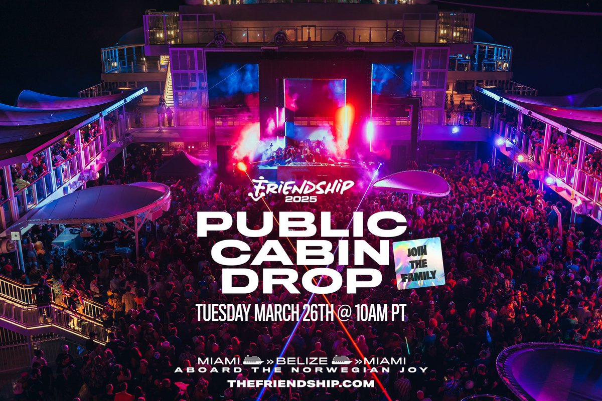 Family, it’s time… We will be removing our token gate, and cabins will be available for EVERYONE at 10am PST on Tuesday, March 26th! The people make the party… Tell all your friends! $250 deposit and ur in! 🙌🛳️ Sailing Miami to Belize Feb 21-26, 2025