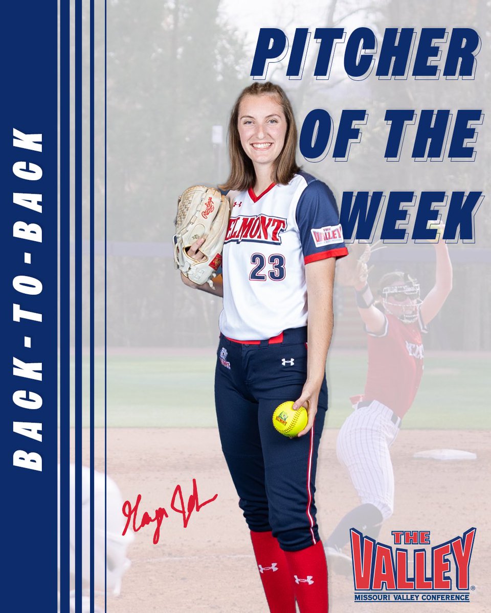Belmont Softball (@belmontsoftball) on Twitter photo 𝘽𝘼𝘾𝙆-𝙏𝙊-𝘽𝘼𝘾𝙆 MVC Pitcher of the Week‼️
14 innings, 22 strikeouts, 0 runs. What a weekend in the circle for <a href="/MayaJohnson_SJA/">Maya Johnson</a> 👏
#ItsBruinTime 𝘽𝘼𝘾𝙆-𝙏𝙊-𝘽𝘼𝘾𝙆 MVC Pitcher of the Week‼️
14 innings, 22 strikeouts, 0 runs. What a weekend in the circle for <a href="/MayaJohnson_SJA/">Maya Johnson</a> 👏
#ItsBruinTime