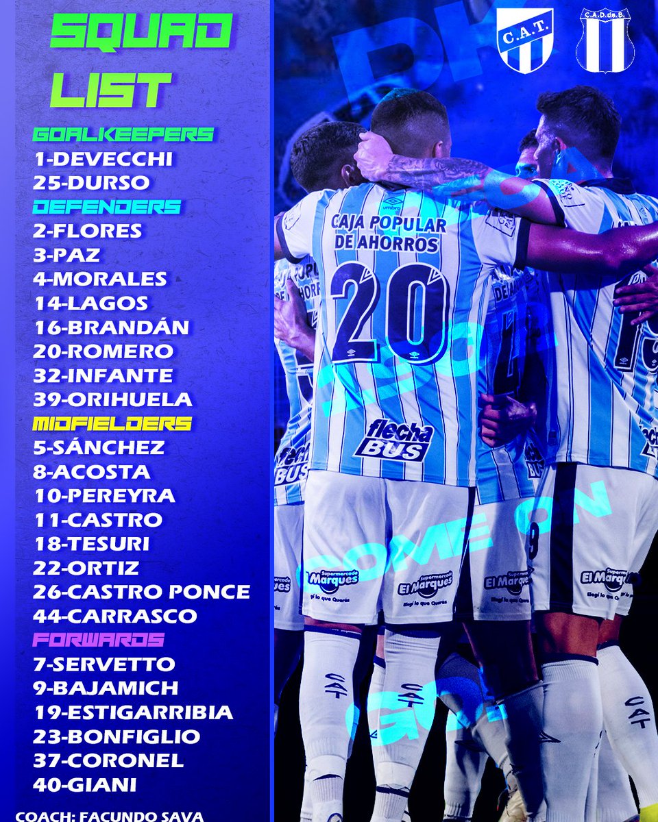 #CopaArgentinaAXIONenergy 🏆🇦🇷 📋 The Deca list! 👉 These are the 24 footballers designated by Facundo Sava for this Wednesday's match, against Defensores de Belgrano. 👊 #ComeOnDecano 🩵🤍