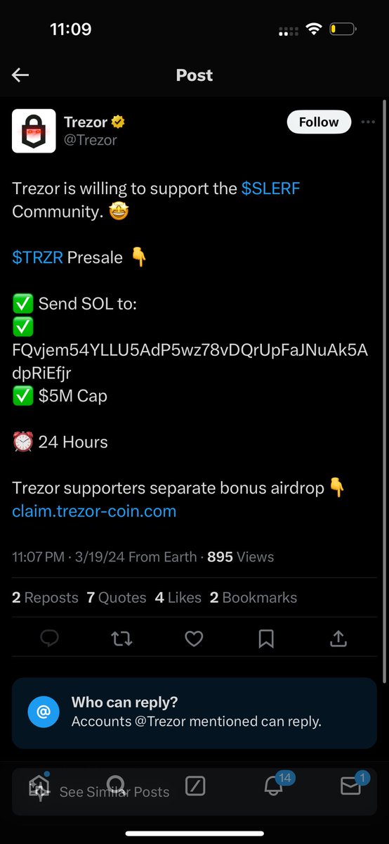 @Trezor’s Twitter account compromised. Blockaid successfully detected this malicious site long before the compromise. Ensuring that all Blockaid enabled wallets are secure 💪🏻