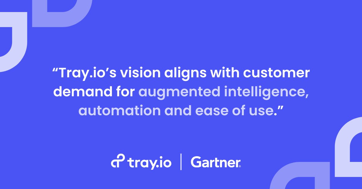 🎉 Tray has been named a Visionary in the 2024 @Gartner Magic Quadrant for #iPaaS—and we've been included in ten Gartner Hype Cycle reports! 

See the reports ➡ bit.ly/3v0DAXT #sales