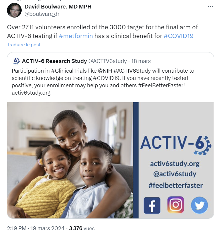 sudokuvariante's tweet photo. Last piece of sh*t from #ACTIV6 is that they'll kill metformin as treatment of covid, like they killed ivm and fluvoxamin). The protocol of #activ6 is created to kill drugs (for example, recruting subgroup of patients already healed at baseline). https://t.co/qKRtSbM5a1