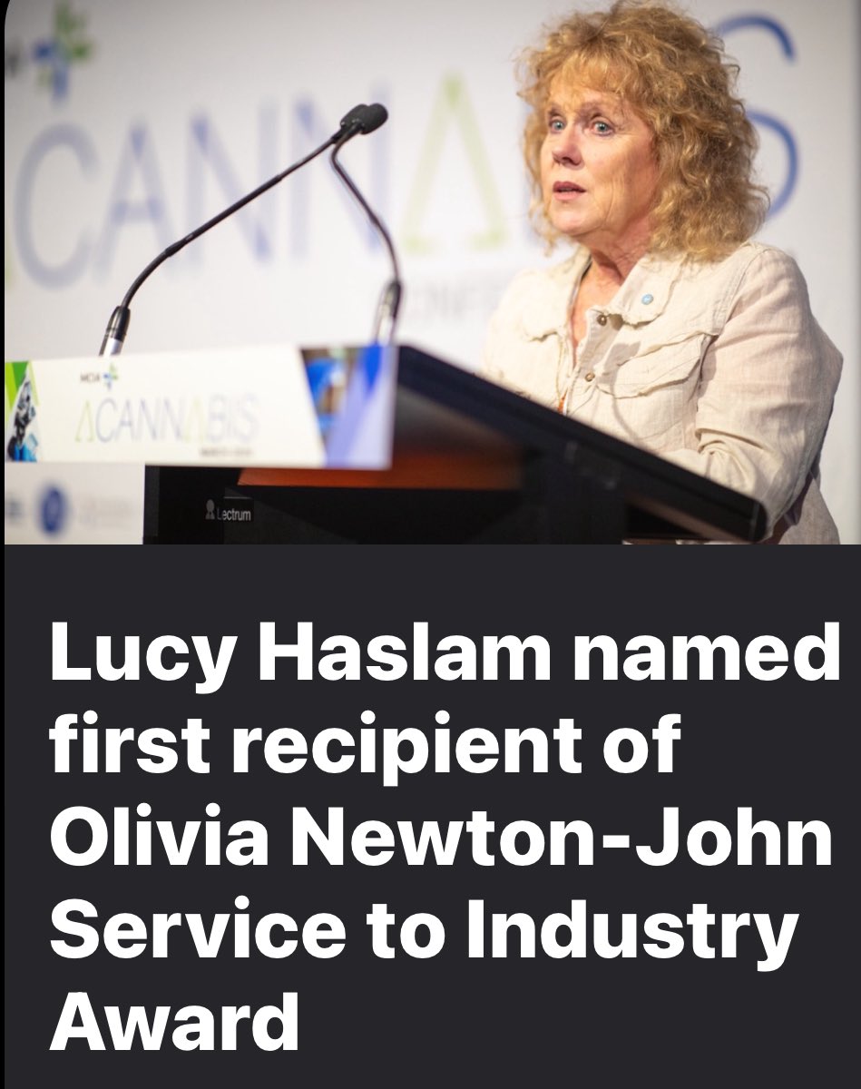 @therealonj ‘s husband @therealamazonjohn presents inaugural Olivia Newton-John Service to the Industry Award cannabiz.com.au/lucy-haslam-na…
