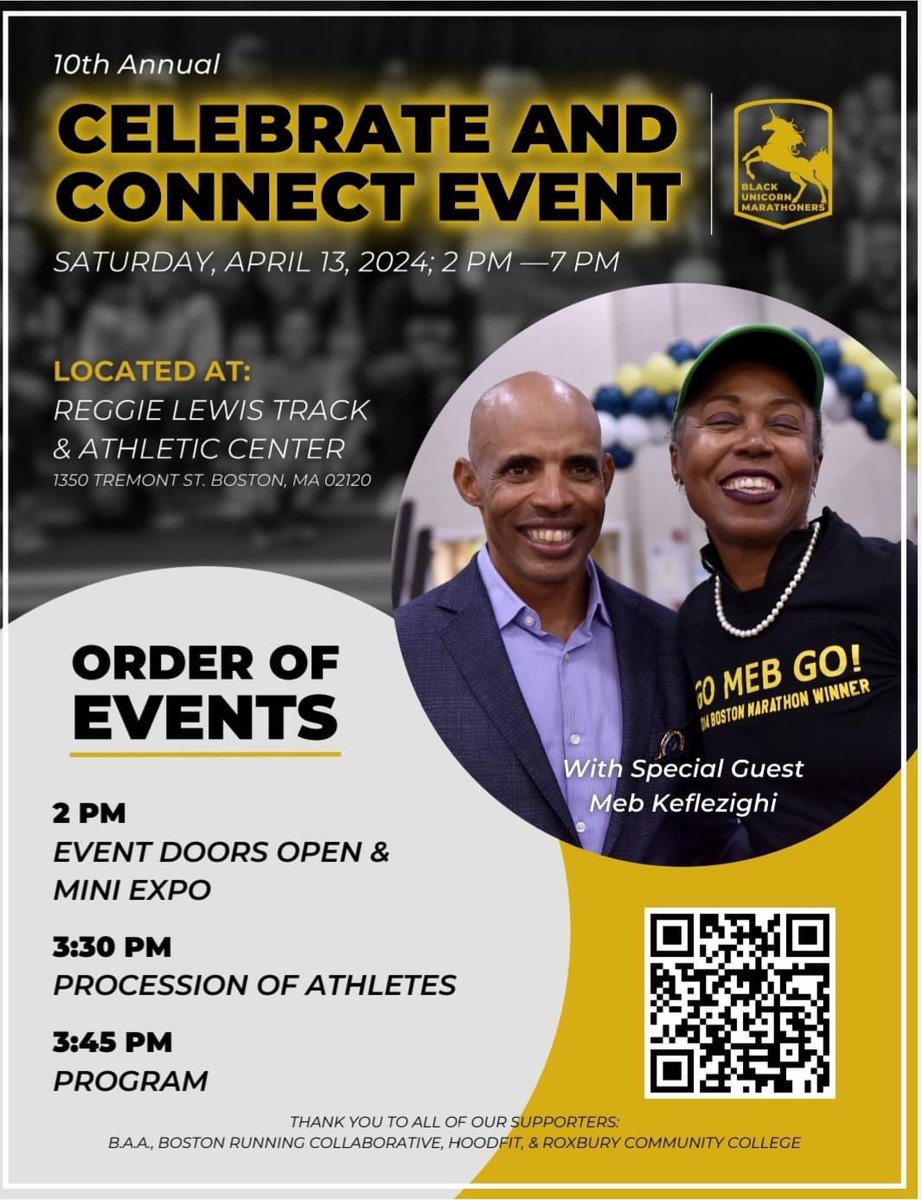 Join us in Boston for the 10th Annual Celebrate and Connect Event! On April 13th, we’re honoring black runners from across the globe. Don’t miss the chance to meet marathon legend Meb Keflezighi at the Reggie Lewis Center from 2-7 PM. Come support and celebrate with us!…