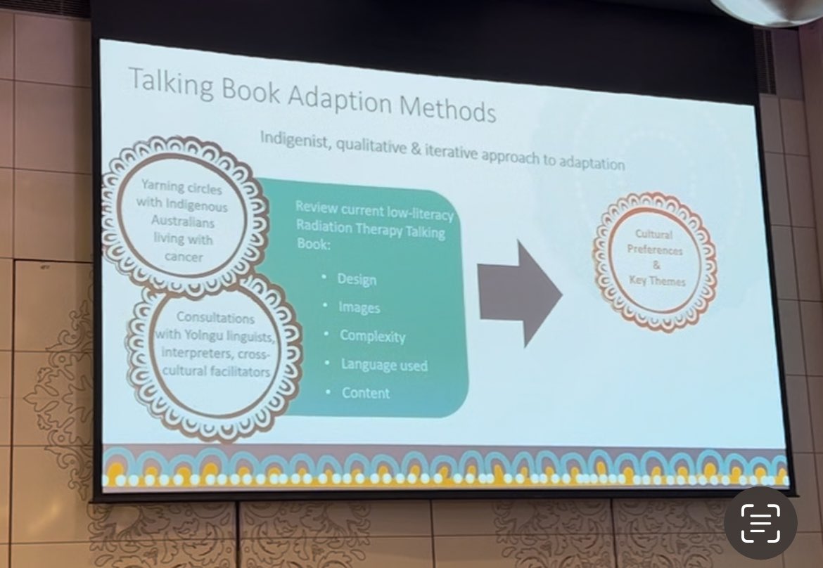 Talking books are effective in reducing anxiety and improving recall.. Lara Stoll - Resources for patients and community, Developing a Radiation Therapy Talking Book for First Nations cancer patients. #WICC2024 @wiccupdates #TACTICSCRE #lovefncwr #UQ