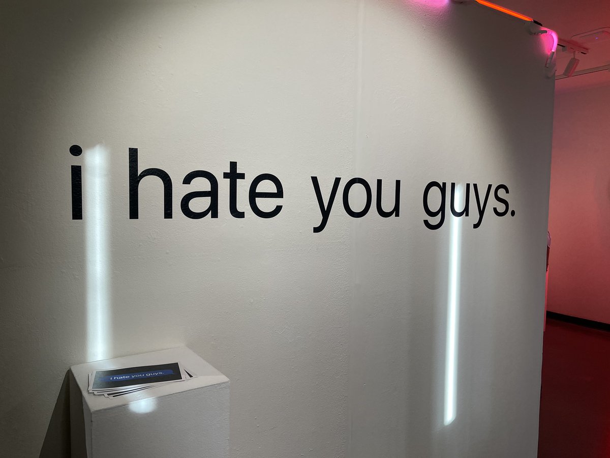 thechrisz's tweet photo. ASU’s Gallery 100 has opened its latest exhibit “.i hate you guys” tonight! This exhibit explores different themes such as identity, family dynamics, and ecological consciousness all while using different artistic techniques. This exhibit will be open from 3/18-3/22. @ASU @Cronkite_ASU @cronkitenews 
#ihateyouguys #eventcoverageassignment306