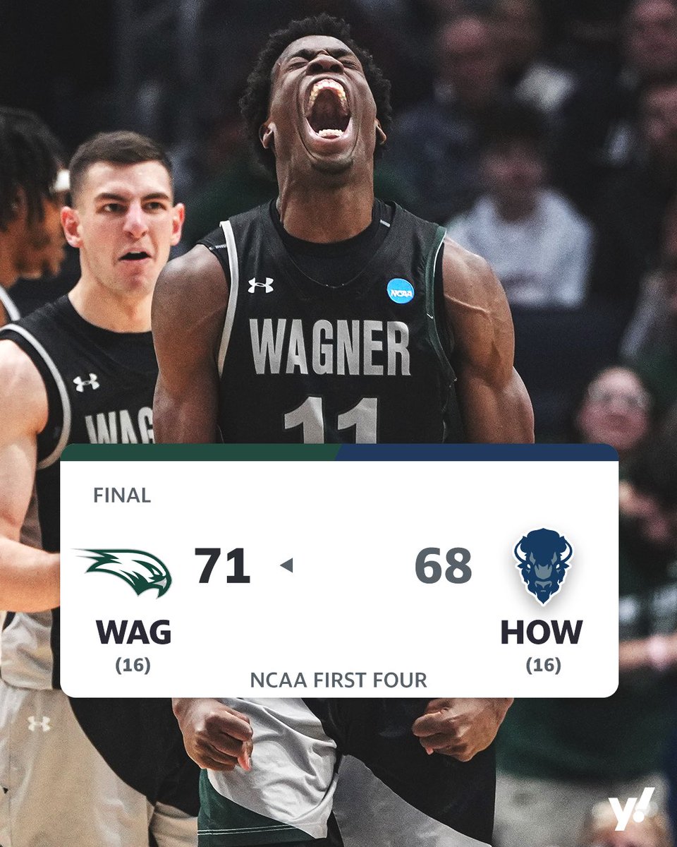 Wagner SURVIVES a late rally from Howard to advance to the Round of 64 🔥