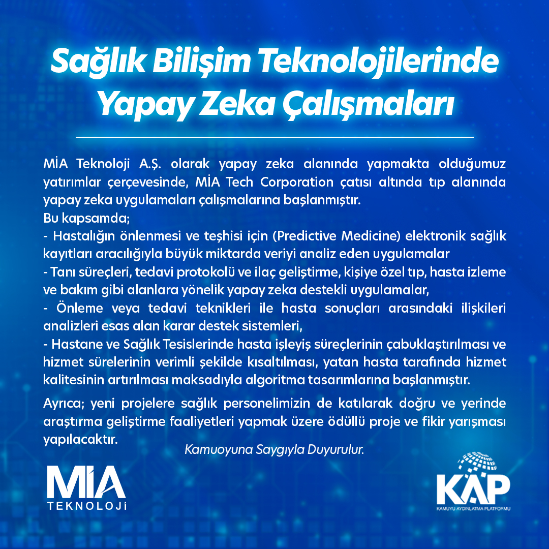 Sağlık Bilişim Teknolojilerinde Yapay Zeka Çalışmaları 🔗 kap.org.tr/tr/Bildirim/12…