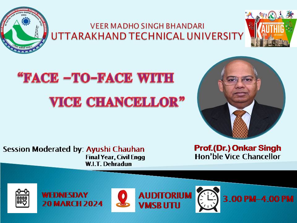 Face To Face With Honorable Vice Chancellor Sir on 20 March 2024 Venue: Auditorium VMSBUTU