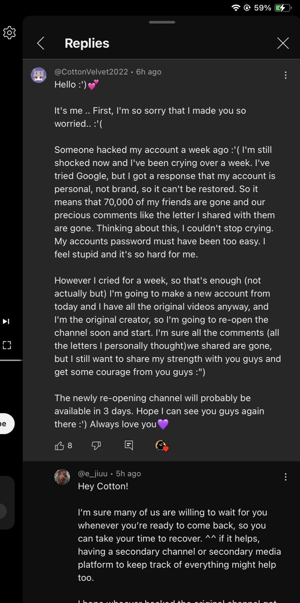 Everflame42's tweet photo. @kgramlichkyle She's back on a new channel. Her original got hacked. https://t.co/XTtK6LBhvc