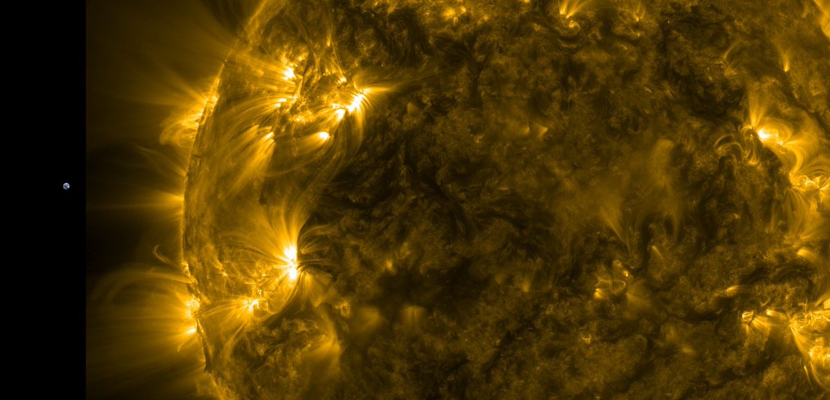 Guten Morgen zusammen - wie immer mit einem aktuellen Bild der Sonne per Satellit SDO, hier mal wieder mit einkopiertem Bild der Erde zum Größenvergleich.