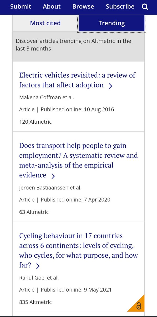 Rahul (@rahulatiitd) on Twitter photo An article looking at global bicycling levels that we published 3 years ago is still among the top trending articles in <a href="/TransptReviews/">Transport Reviews</a> ! It helps that it is open access. An article looking at global bicycling levels that we published 3 years ago is still among the top trending articles in <a href="/TransptReviews/">Transport Reviews</a> ! It helps that it is open access.