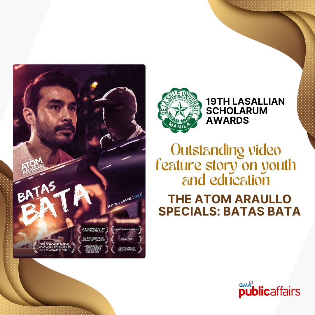 Pinarangalan sa 19th Lasallian Scholarum Awards si Kara David bilang 'Outstanding Media Personality.' Habang kinilala naman ang The Atom Araullo Specials para sa dokumentaryong #BatasBata para sa kategoryang 'Outstanding video feature story on youth and education.'