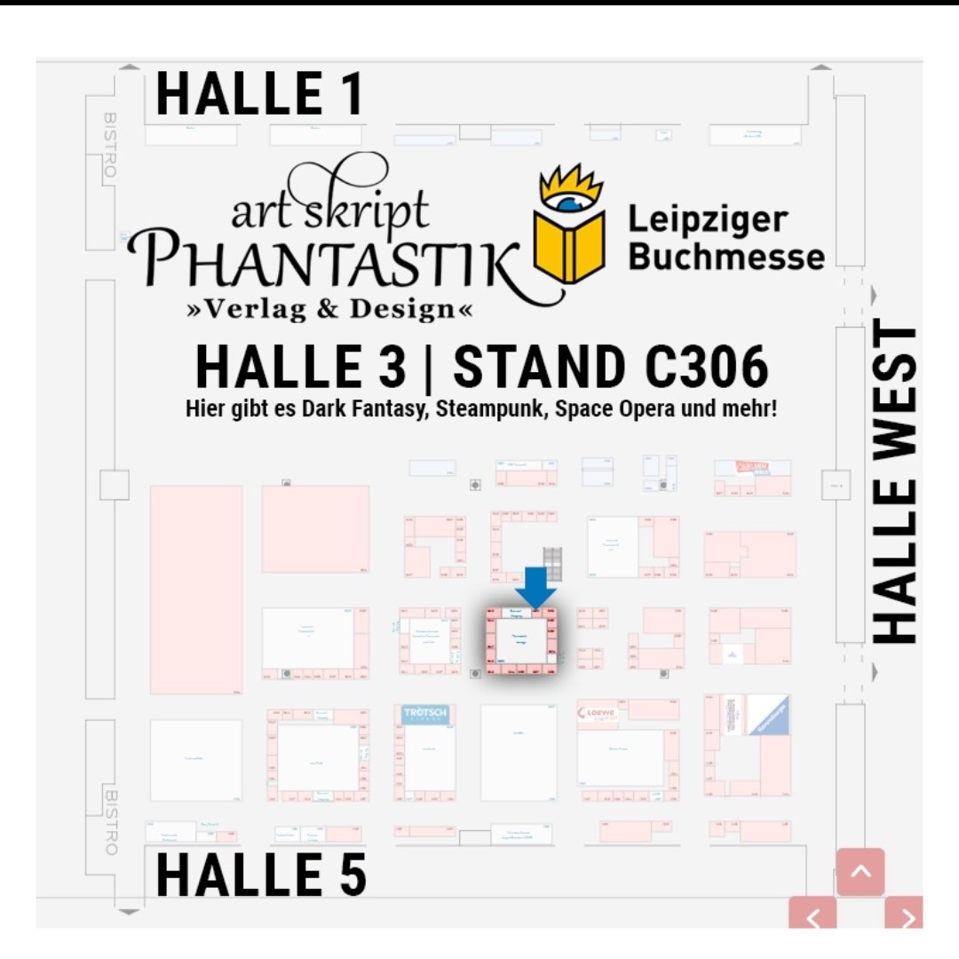 Hey!
Zur Messewoche klopfe ich hier mal den Staub ab. Falls ihr mich auf der #LBM sucht, findet ihr mich in der Regel am Stand vom Art Skript Phantastik Verlag. 
Kommt gerne vorbei 💙