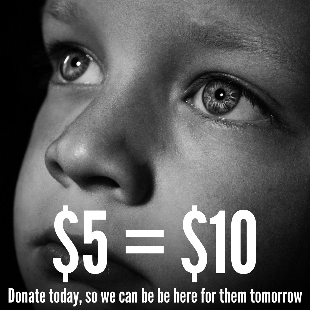 Your donation today ensures we're here tomorrow. Help us continue to be a lifeline for the children in our community. With only five hours to go of Double Donation Day, we are still a long way from our target. Please, give generously > ow.ly/Ijx350QXmmg