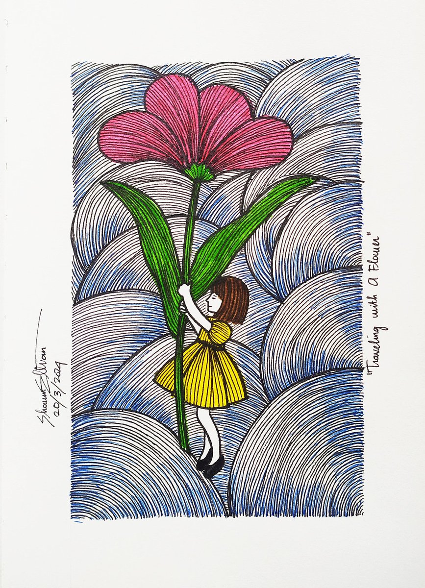 Traveling with A Flower

#childrensart #childhood #littlegirl #childrenillustration #penandink #pendrawing #inkdrawing #traditionalart #artmoots #art #drawing