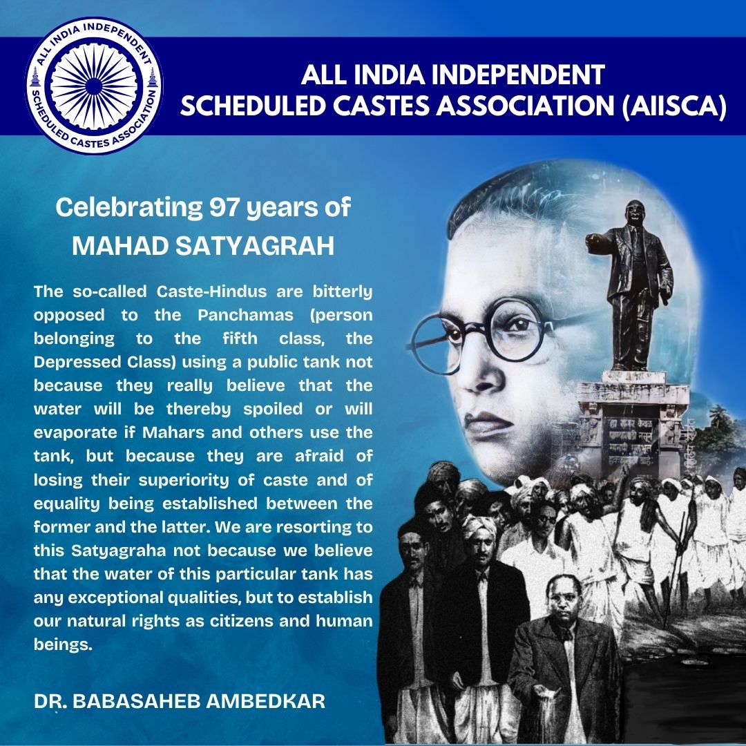 The Mahad Satyagrah stands as a pivotal event,laying the foundation for the Anti-Caste Movement. Today marks 97 years since this historic day.We remember our forefathers & mothers who were part of this movement,paying our respects to all our ancestors who continued this struggle.