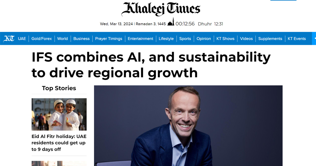 Great to read <a href="/MarkWMoffat/">Mark Moffat</a>’s conversation with @KhaleejTimes about our vision for AI-powered enterprise software. @IFS is at the forefront of delivering intelligent solutions that promote both efficiency and sustainability. ifs.link/buNBLD