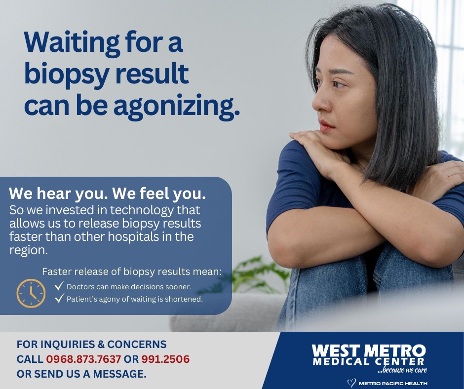 WestMetro15's tweet photo. Waiting for your biopsy results can be hard. This torment is made harder because the waiting time often takes several weeks.

At West Metro Laboratories, we invested in technology that shortens specimen processing time so that we can release your biopsy results faster. https://t.co/ix9vgvAu8F