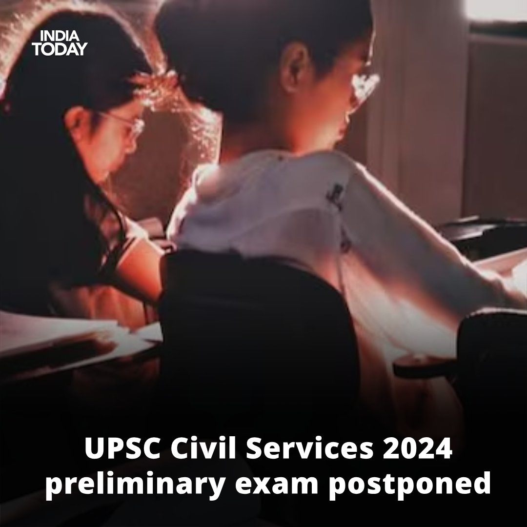 IndiaToday's tweet image. The Union Public Service Commission, UPSC, civil services preliminary examination has been postponed to June 16 due to Lok Sabha polls.

Read more: intdy.in/tcv971

#UPSC #PreliminaryExamination #LokSabhaPolls