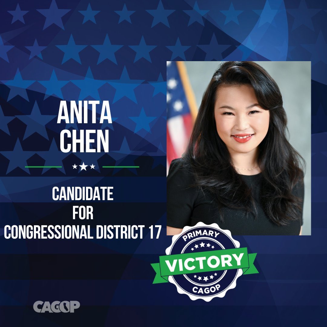🥰🥰🥰 Anita made it to the November general election.  Congrats to her.  

#anitaforcongress #conservatives #conservativewomen #californiadistrict17 #voiceforthevoiceless #policymaking #AlamedaGOP #SVGOP #CAGOP #CD17 #publicsafety #educationalfreedom #restorationhumandignity…