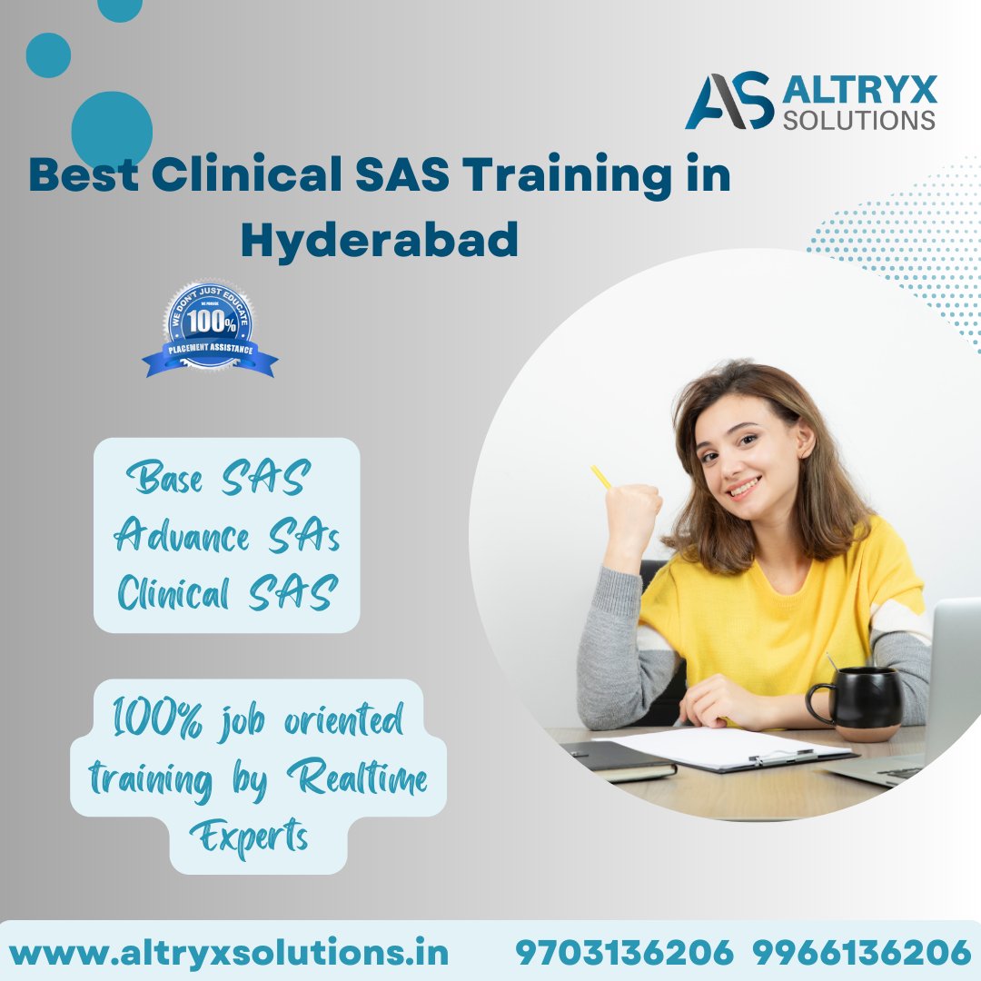 Transform your career trajectory and unlock boundless opportunities in Clinical SAS with Altryx Solutions. Upskill your journey today
#bestclinicalsastraining, #sastraining, #clinicalsastraining, #onlinesastraining, #onlineclinicalsastraining, #clinincalsas, #sas,
