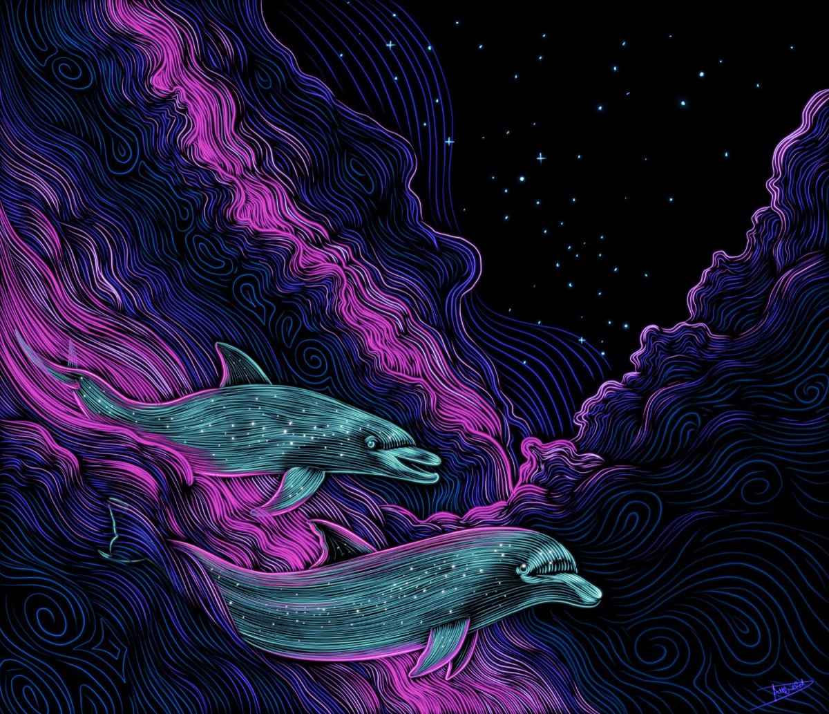DaniellaDoodles's tweet image. Good morning! ☀️ 

‘Galaxy of Dolphins’
Reserve of just 0.25 ETH 
Available on @MakersPlace

Link below 👇🏼