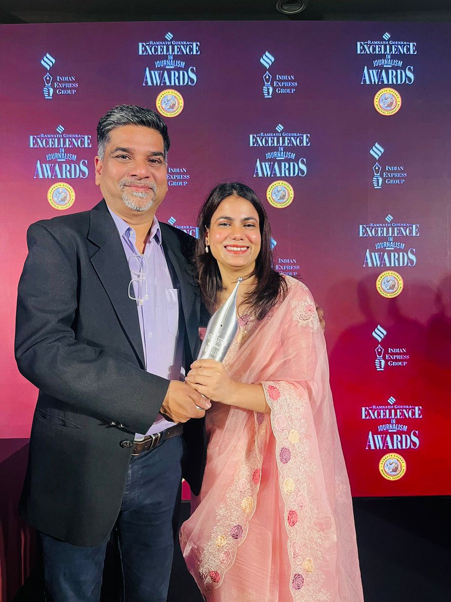 rajeshranchvi's tweet photo. Congratulations, four of my colleagues won coveted recognition for journalism, the Ramnath Goenka Award. Bravo, Kirti Dubey, Vikas Trivedi Tejas Vaidya and Jugal Purohit 👏🏽👏🏽👏🏽 A Proud moment for me too, I am lucky to have such brilliant reporters in the team I lead. https://t.co/E35LbyF4nU