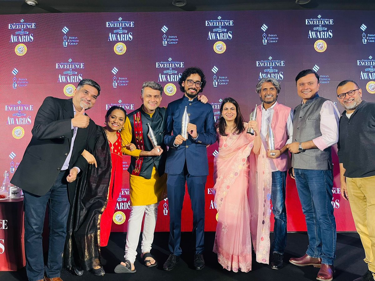 rajeshranchvi's tweet photo. Congratulations, four of my colleagues won coveted recognition for journalism, the Ramnath Goenka Award. Bravo, Kirti Dubey, Vikas Trivedi Tejas Vaidya and Jugal Purohit 👏🏽👏🏽👏🏽 A Proud moment for me too, I am lucky to have such brilliant reporters in the team I lead. https://t.co/E35LbyF4nU