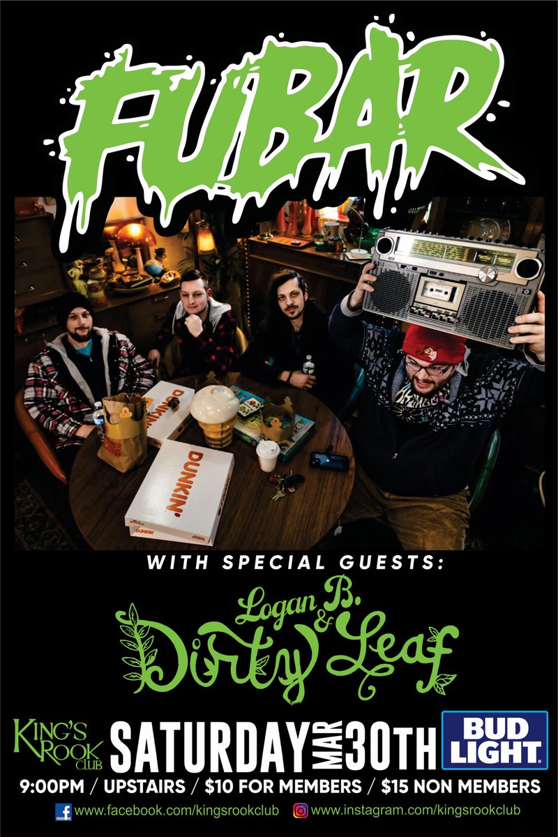 Next up, we hit Erie PA at Kings Rook on 3/30 w/ Logan B and The Dirty Leaf 🔥🔥🔥