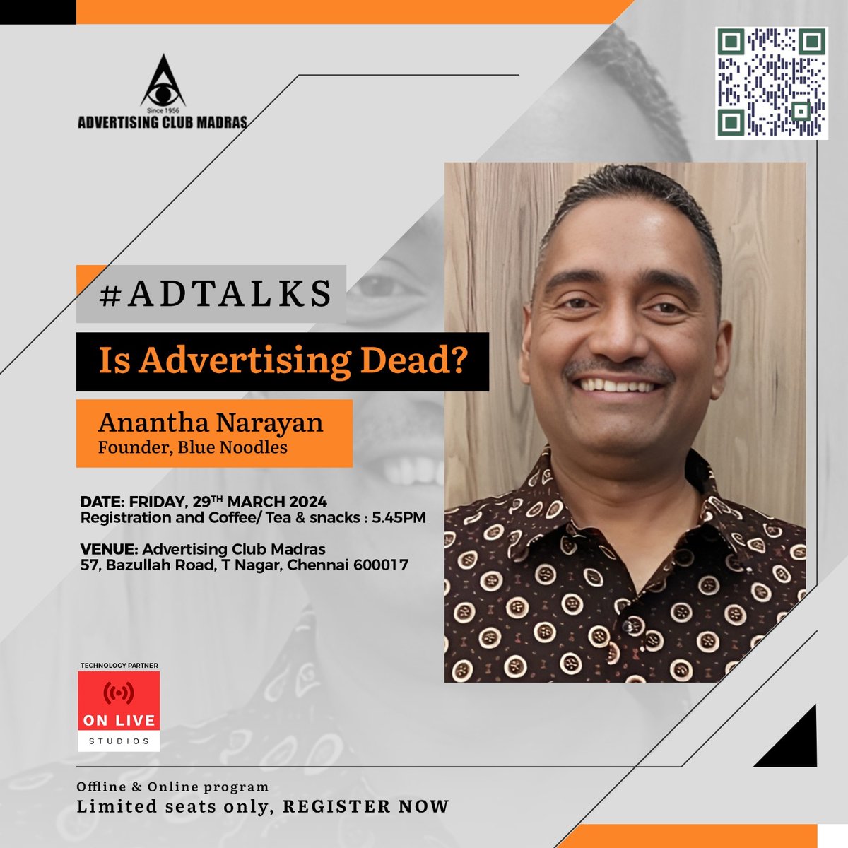 ThisIsAnantha's tweet photo. Imagine talking about a taboo topic from the pulpit of advertising. We are playing Agent Provocateur on 29th of March. Come over if you love advertising. #AdClubMadras #AdTalks https://t.co/aKgr2Fwa8w