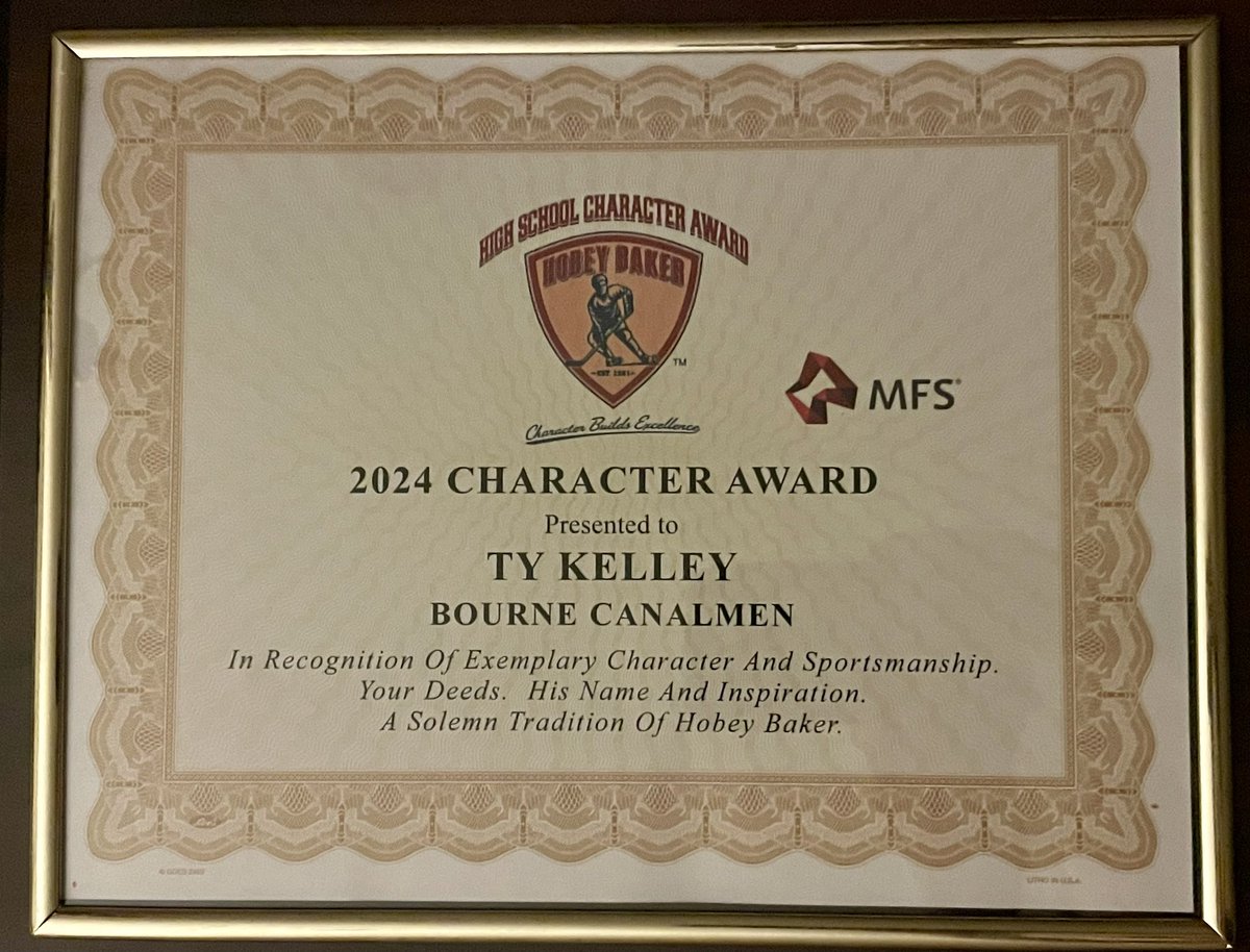 Amazing season! South Coast Conference All-Star, MVP and the National Hobey Baker award! So proud of you @ty_kelley9 @CanalmenHockey