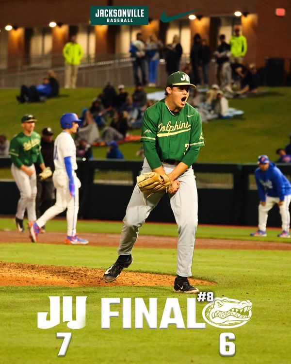 FINAL | JAX 7 UF 6

IT JUST MEANS MORE! 😤😤

Dolphins come on the road to Gainesville and defeats #8 Florida on their home diamond! 

#JUPhinsUp