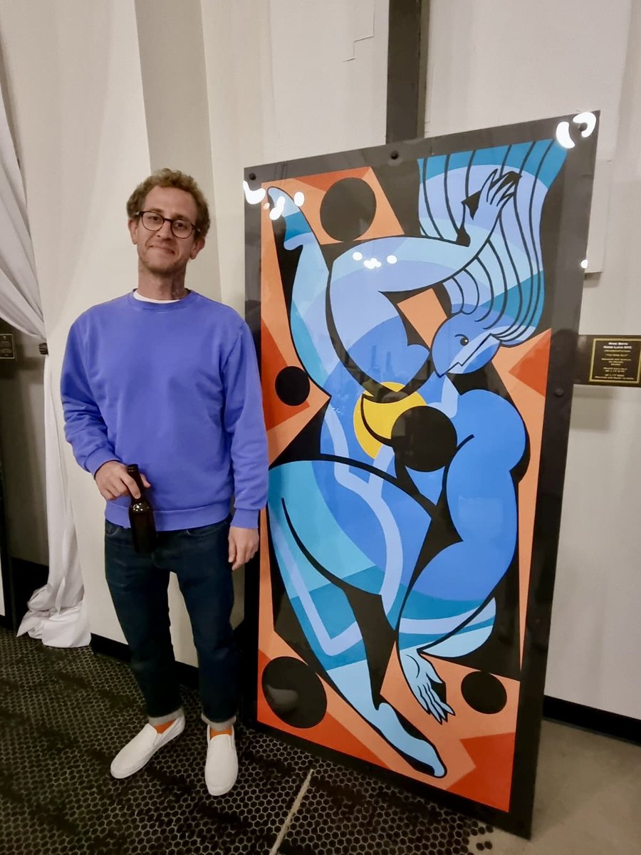 Me and my “rose body suit” painting. Acrylic and gouache on arches hot press paper.