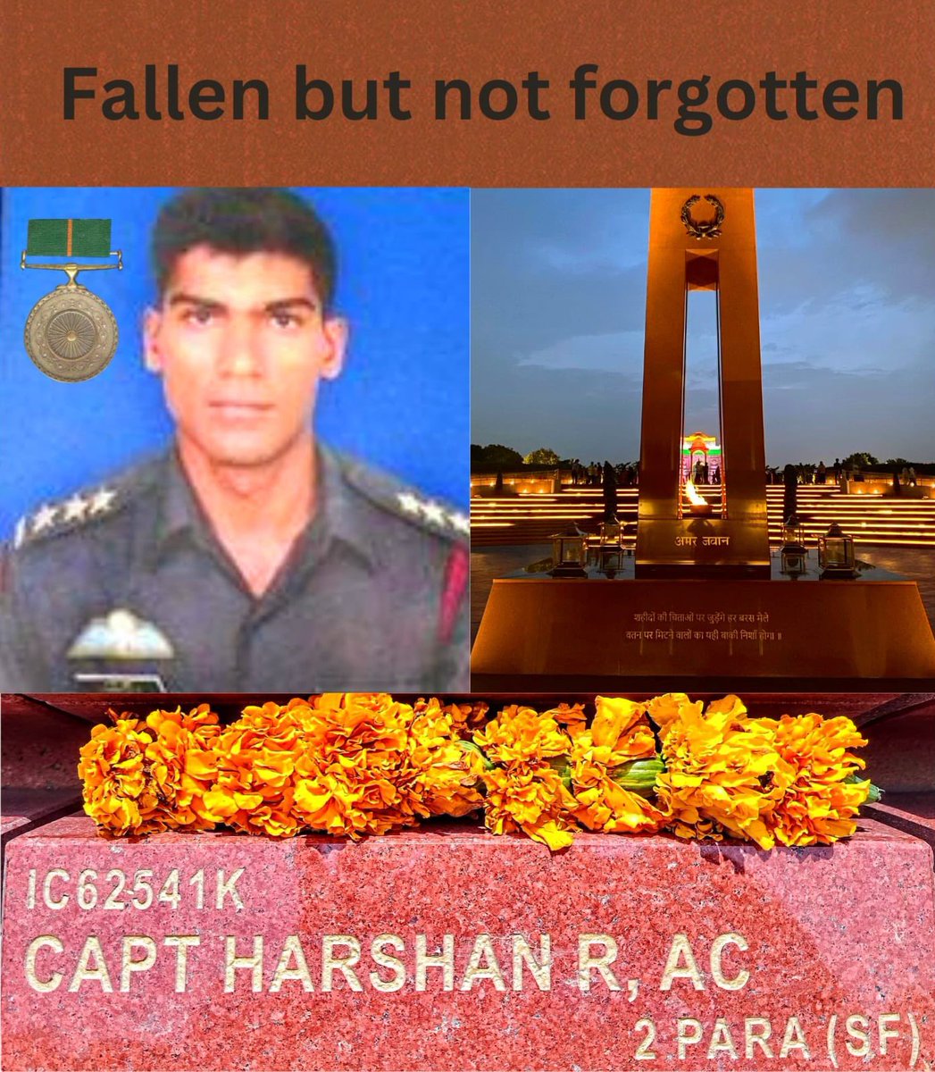 Men are mortals but the braves who die for their #Nation become immortals. #Onthisday Capt Harshan R led an operation killing two hardcore militants in #Lolab before sacrificing his life. His gallant act earned him #AshokChakra (P). Homage to the #Warrior on his Balidaan Diwas.