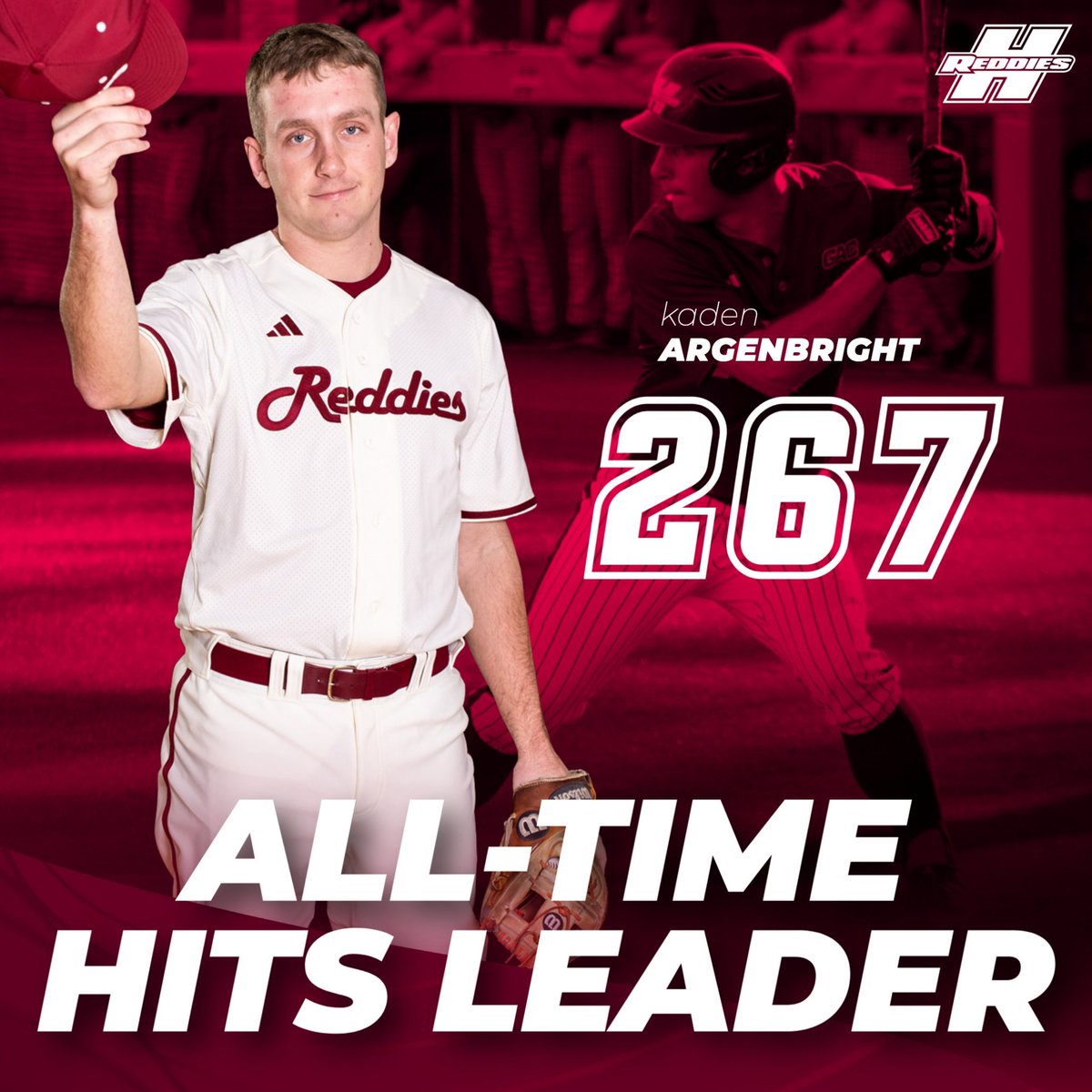 𝘾𝙍𝙊𝙒𝙉 𝙃𝙄𝙈 👑

Congratulations to Kaden Argenbright, who became Henderson State’s all-time hits leader tonight with the 267th of his career on a single in the third inning! 👏

#NoMereBeast