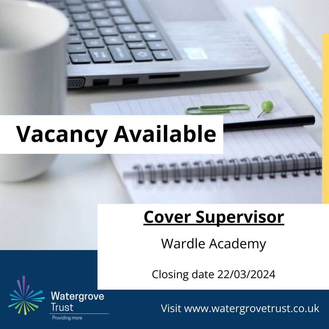 Are you a well organised and proactive Cover Supervisor? 

Apply now! bit.ly/3TrQiIN

#watergrovetrust #wardleacademy #thewardleway #providingmore #coversupervisorjobs