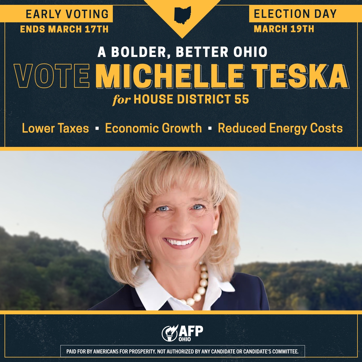 AfpOhio's tweet image. WE are thrilled to see our #BuckeyeBlueprint endorsed candidate in #OH55 Michelle Teska win tonight!

This is a big win for:

#RegulatoryReform
#EducationOpportunity 
#TaxReform 

Onward to a bolder, better Buckeye state.
