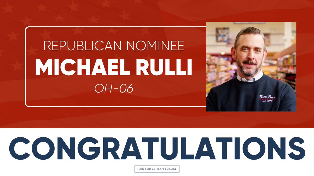 Congratulations, @michaelrulli, on your victory! #OH06 deserves a trusted, conservative voice like you in Congress.