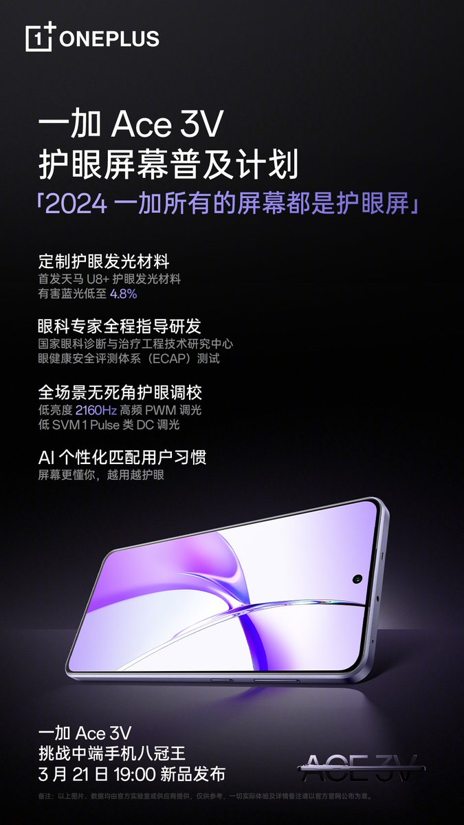 yabhishekhd's tweet image. OnePlus Ace 3V is to come with a Tianma U8+ 1.5 resolution display, 2160Hz PWM dimming and bright eye protection feature to protect eyes at full brightness a feature first introduced in the OnePlus 12.
#OnePlus #OnePlusNord4 #OnePlusAce3V