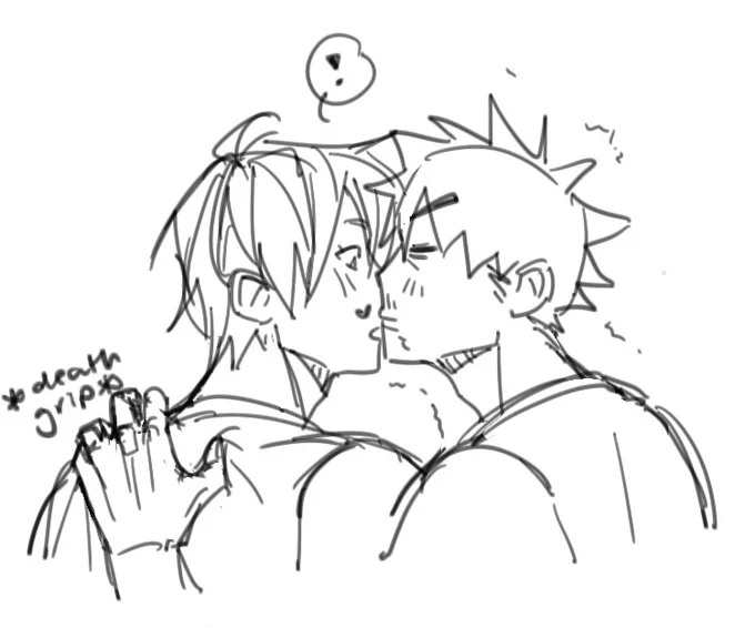 first kisses are him pressing his lips flat across kirishimas facr he makes it look painful almost 