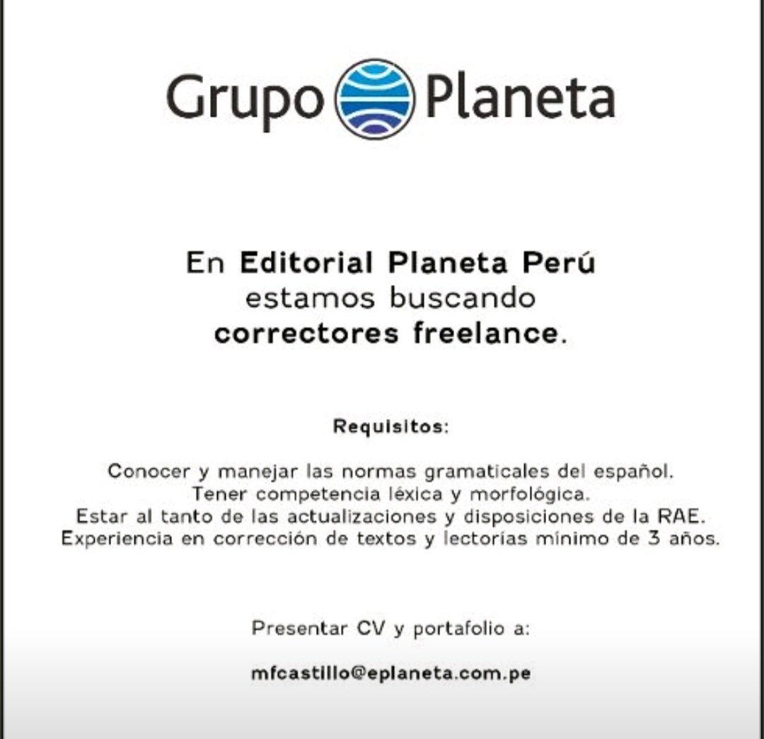 apsidalkat's tweet photo. #ofertalaboral #correctordeestilo #Perú https://t.co/nelzYuoiwf