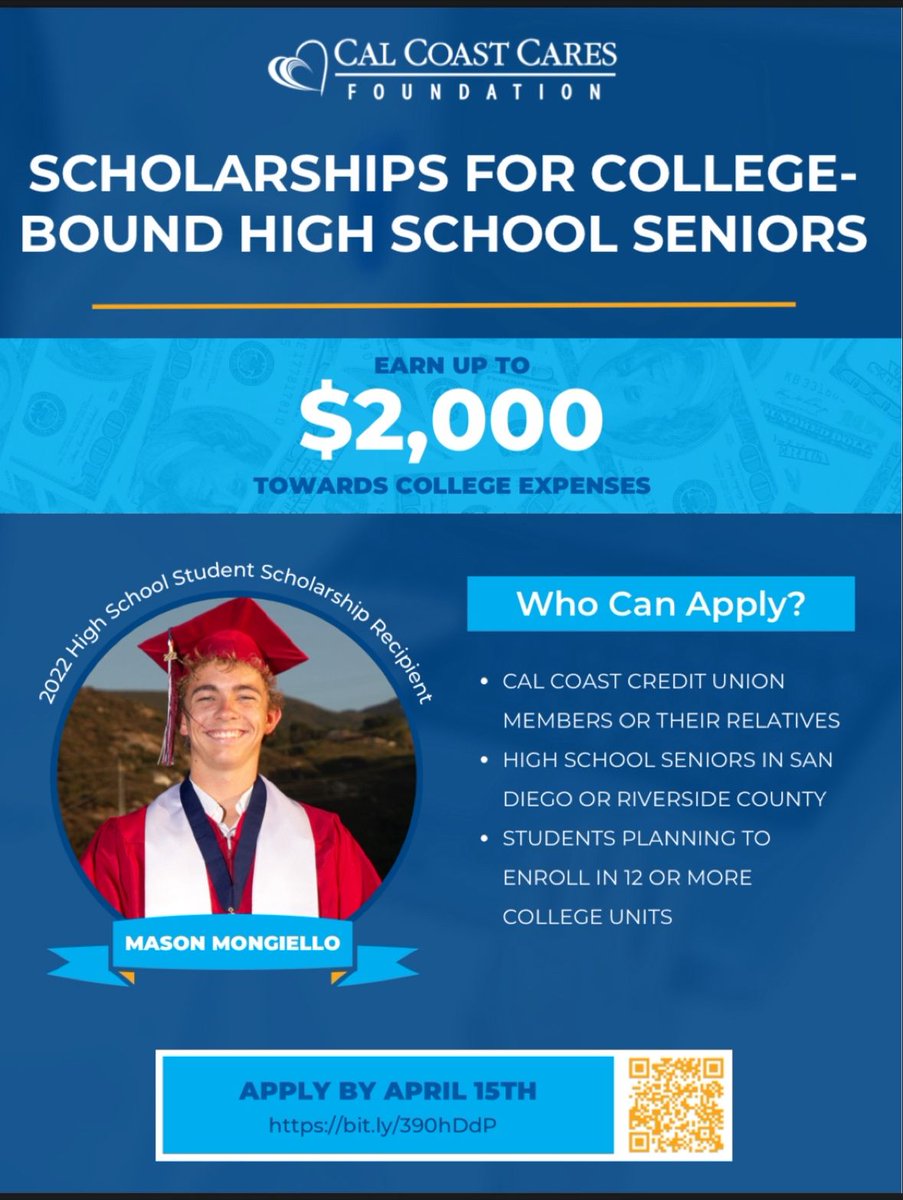 EncuentrosLeadership (@encuentrosl) on Twitter photo .<a href="/CalCoastCU/">Cal Coast Credit Union</a> Scholarship Alert for Graduating High School Seniors and Current College Students in San Diego and Riverside Counties! .<a href="/CalCoastCU/">Cal Coast Credit Union</a> Scholarship Alert for Graduating High School Seniors and Current College Students in San Diego and Riverside Counties!